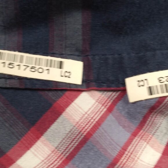 Travis Mathew Men’s Plaid Button-Up Shirt Large Short Sleeve Navy Red - Picture 15 of 16